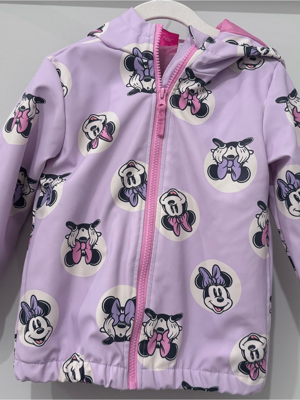 Girls Minnie Mouse Lavender 4T Hooded Rain Jacket